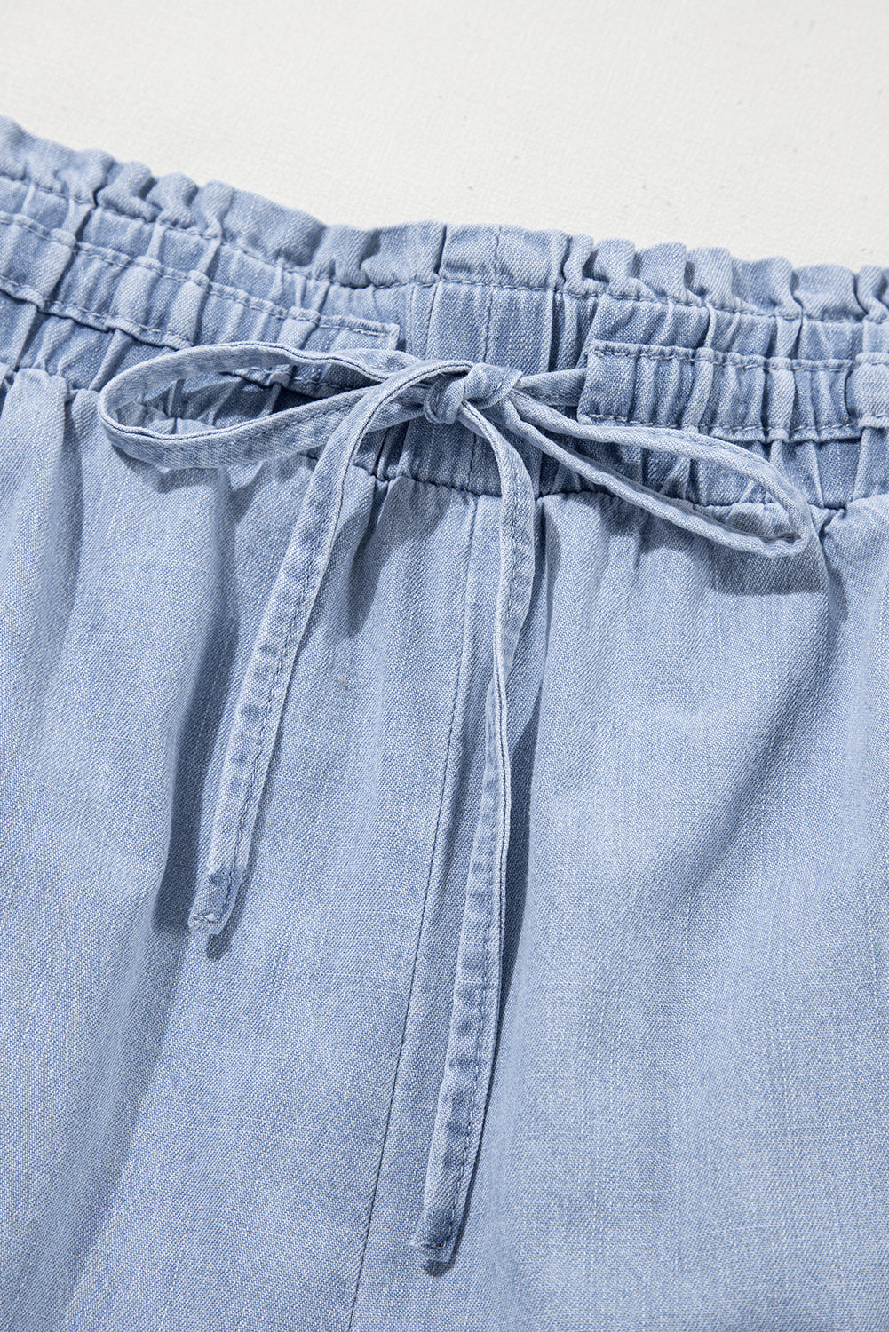 Beau Blue Pocketed Drawstring Plus Size Denim Shorts