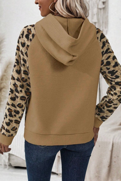 Leopard Patchwork Button Up Hoodie