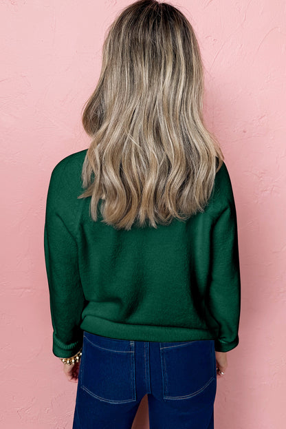 Blackish Green MERRY Letter Pattern Christmas Raglan Sleeve Sweater