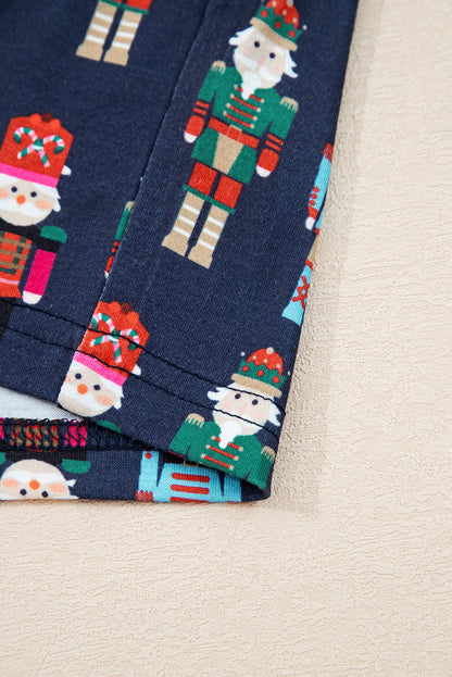 Pink Mama Claus Plaid Letter Tee Nutcracker Shorts 2pcs Lounge Set