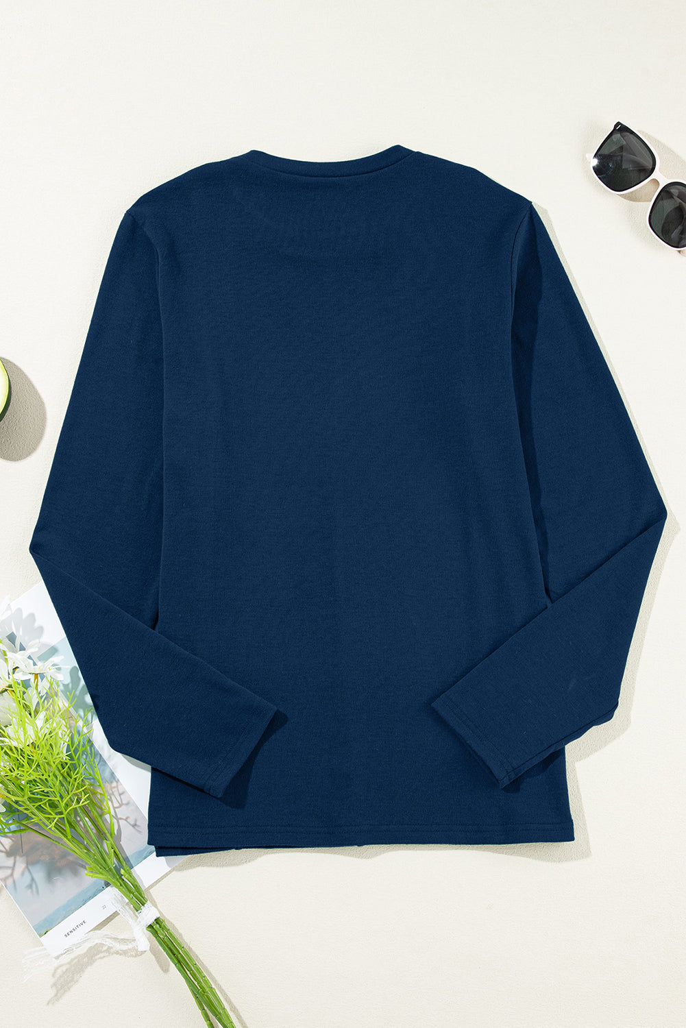 Navy Crew Neck Top