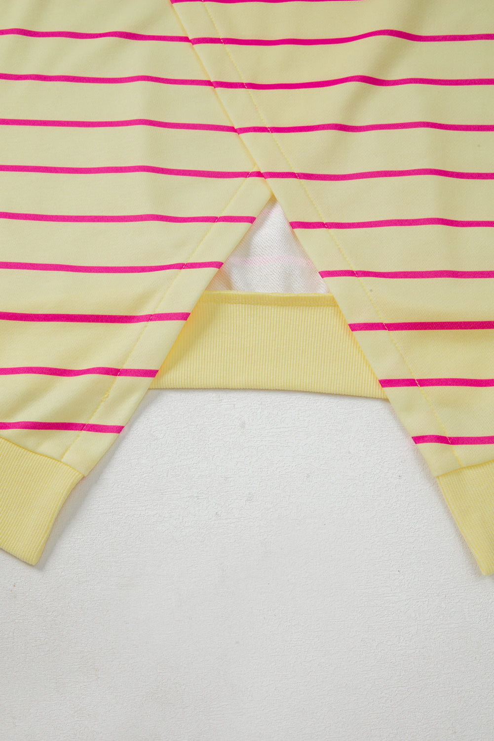 Blue Striped Overlap Detail Drop Shoulder Pullover Sweatshirt