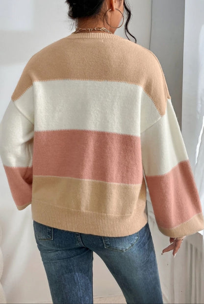 Colorblock Lantern Sleeve Sweater