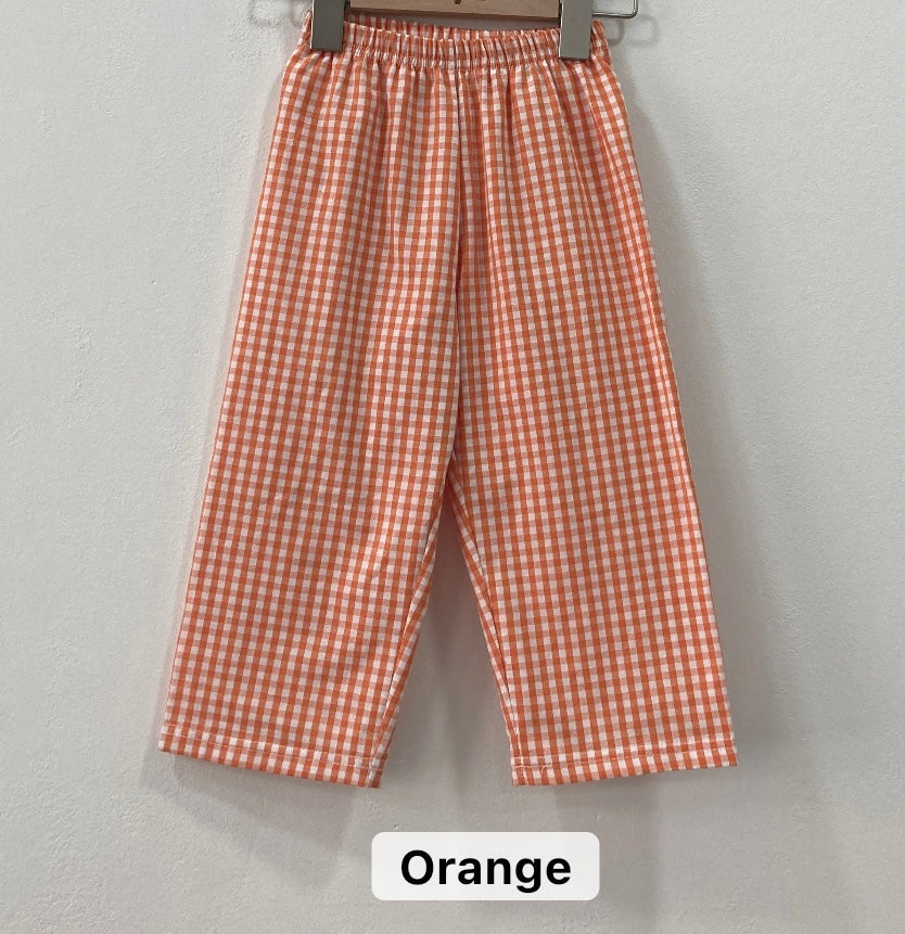 Gingham Knit Cotton Pants