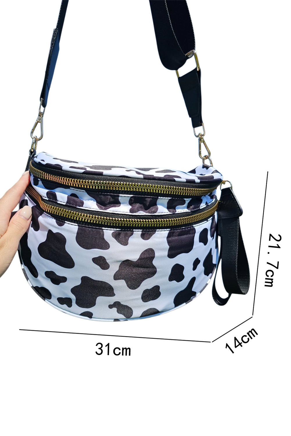 Pink Checkered Print Wide Strap Large Crossbody Bag