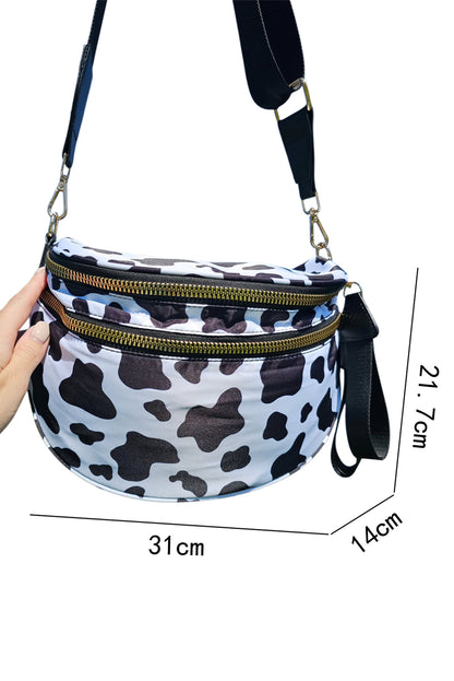 Pink Checkered Print Wide Strap Large Crossbody Bag