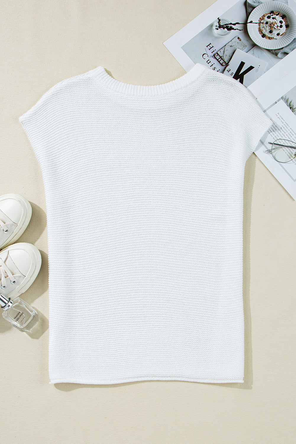 Jet Stream Solid Color Side Slits Sweater Tee