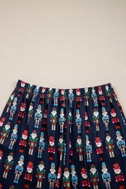 Pink Mama Claus Plaid Letter Tee Nutcracker Shorts 2pcs Lounge Set