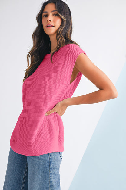 Jet Stream Solid Color Side Slits Sweater Tee