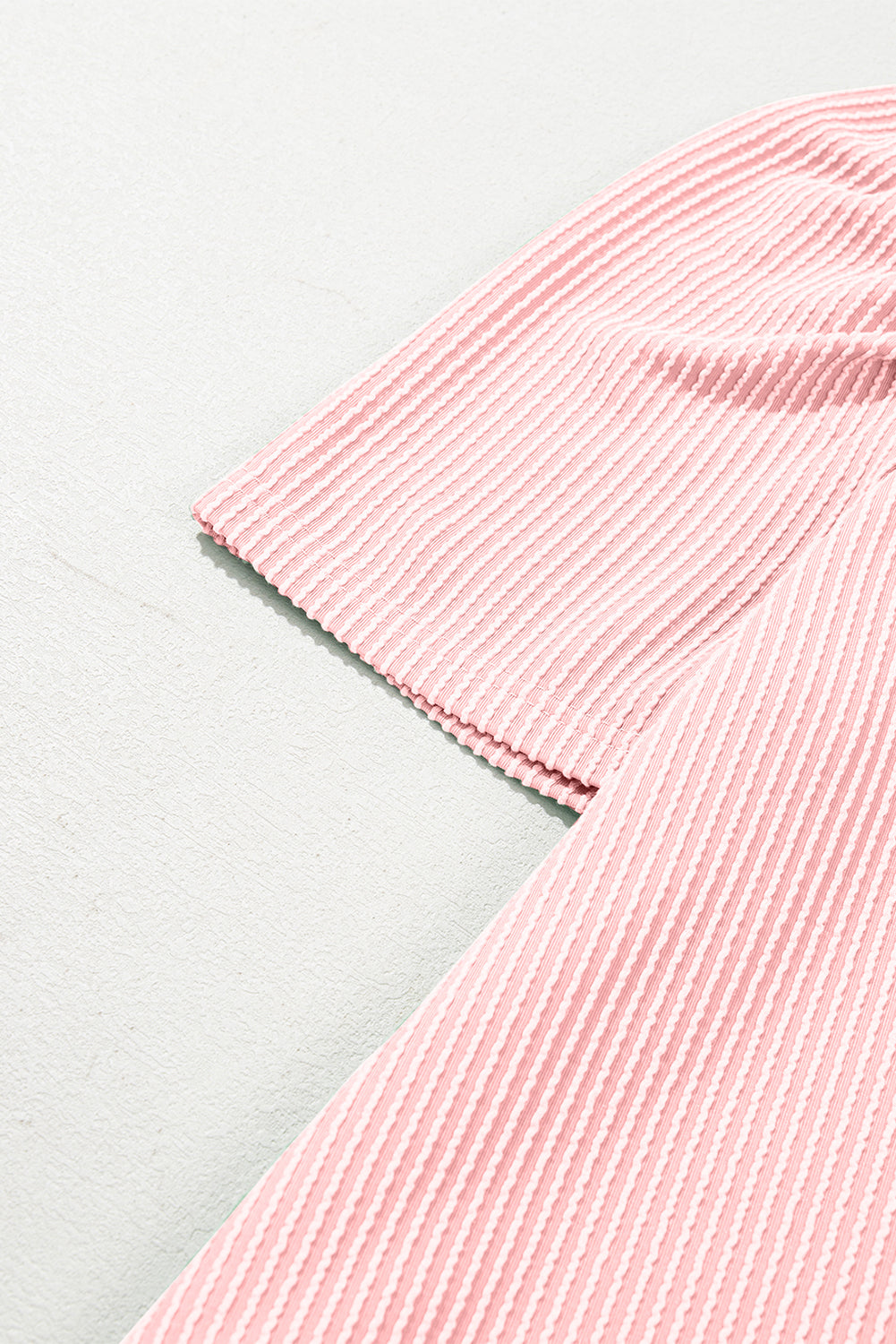 Parchment Corded Crew Neck Puff Sleeve Mini Dress
