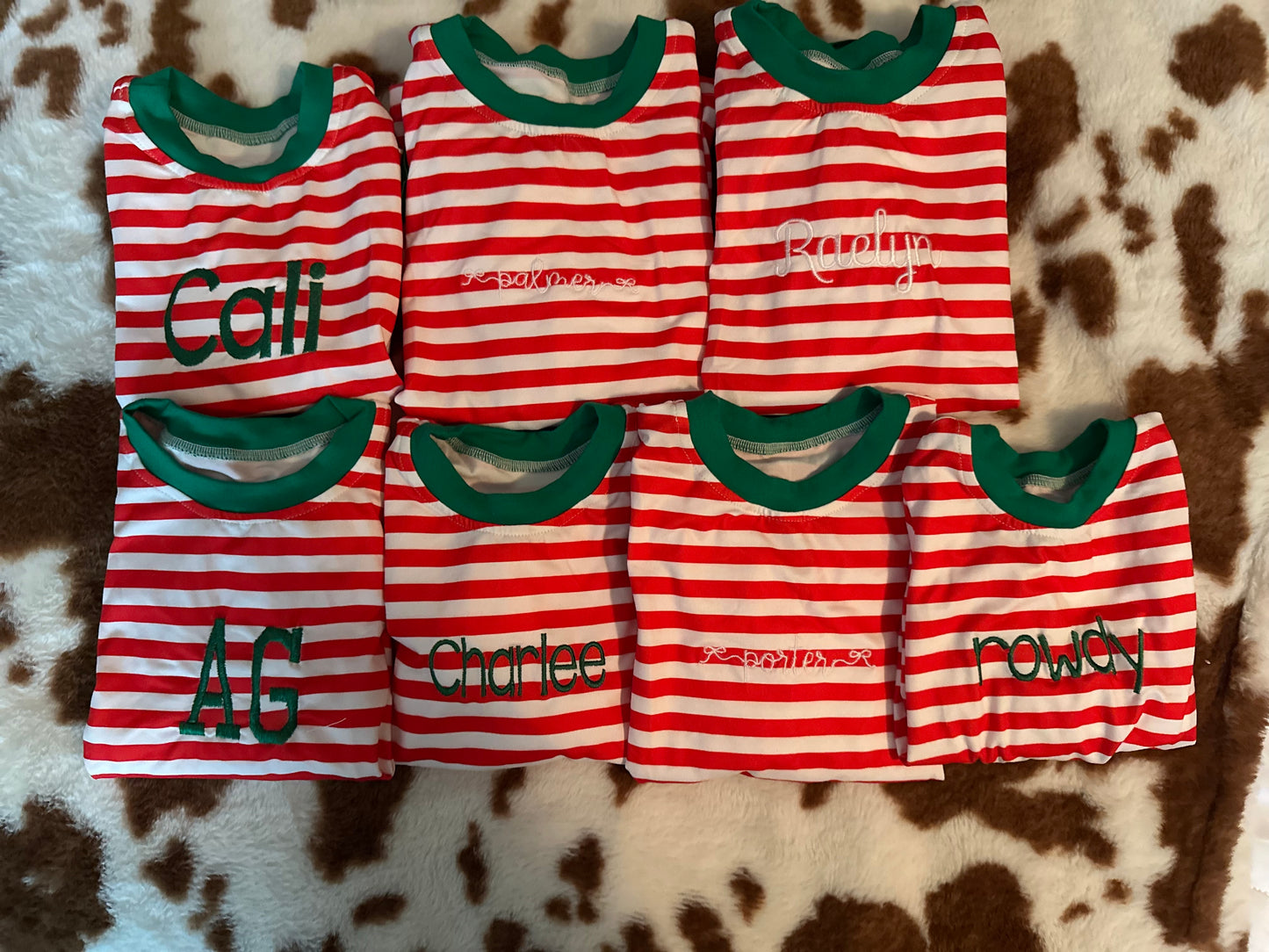 Striped Embroidered Christmas Pajamas