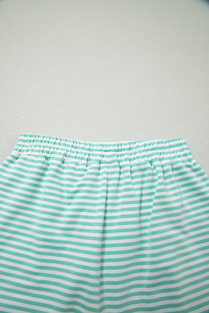 Pink Stripe Oversize Mock Neck Sweatshirt and Shorts Set