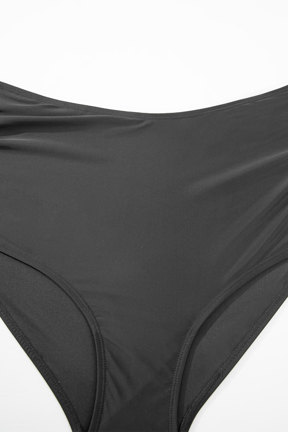 Black Stripe Plus Size Knot Cutout Ruffle Sleeve and High Waist Swimsuit Set