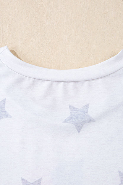Khaki Patriotic Flag Bow Graphic Starry Round Neck T Shirt