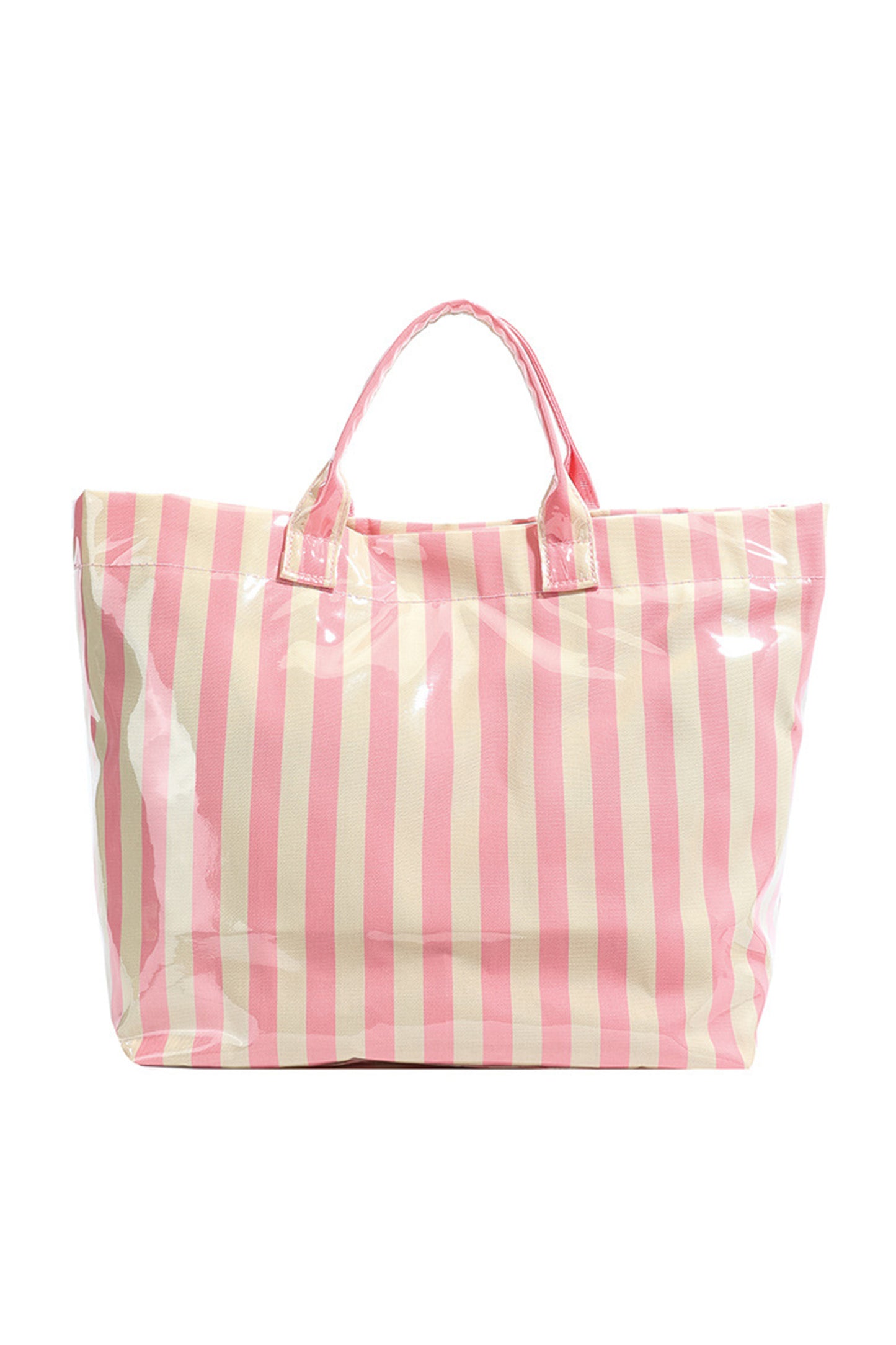 Rainbow Glossy Striped Vinyl Large Tote Bag