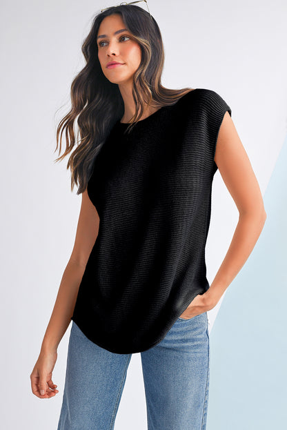 Jet Stream Solid Color Side Slits Sweater Tee