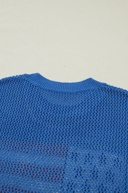 White Flag Graphic Short Sleeve Sweater Top