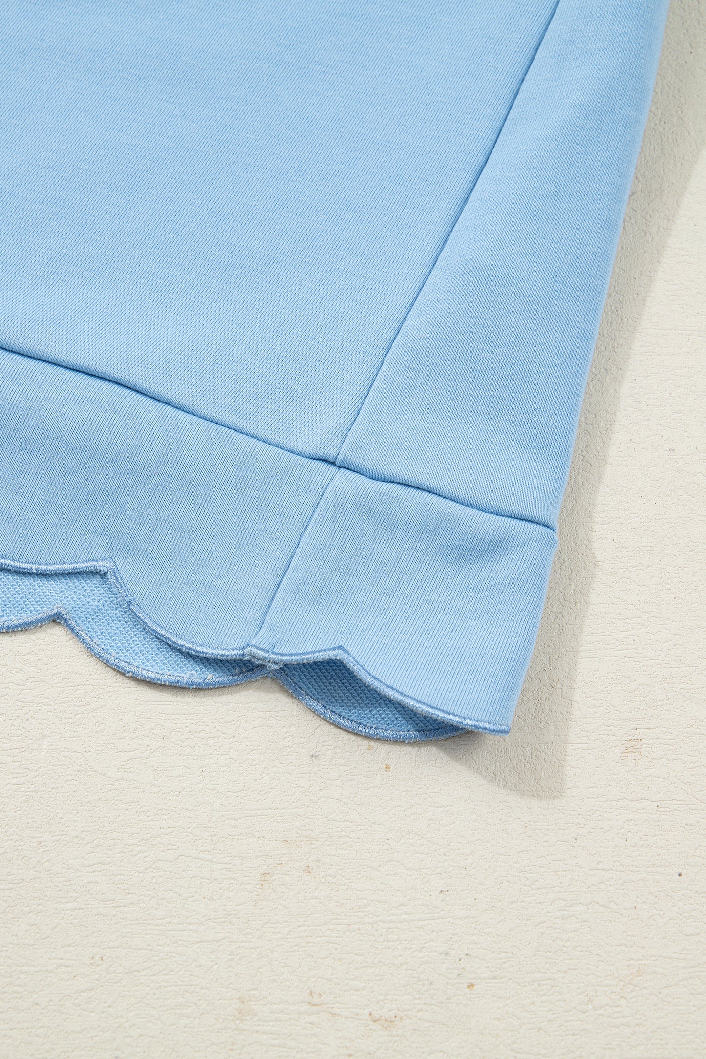 Beau Blue Solid Color Snap Button Polo Collar Short Sleeve Scallop Hem Mini Dress