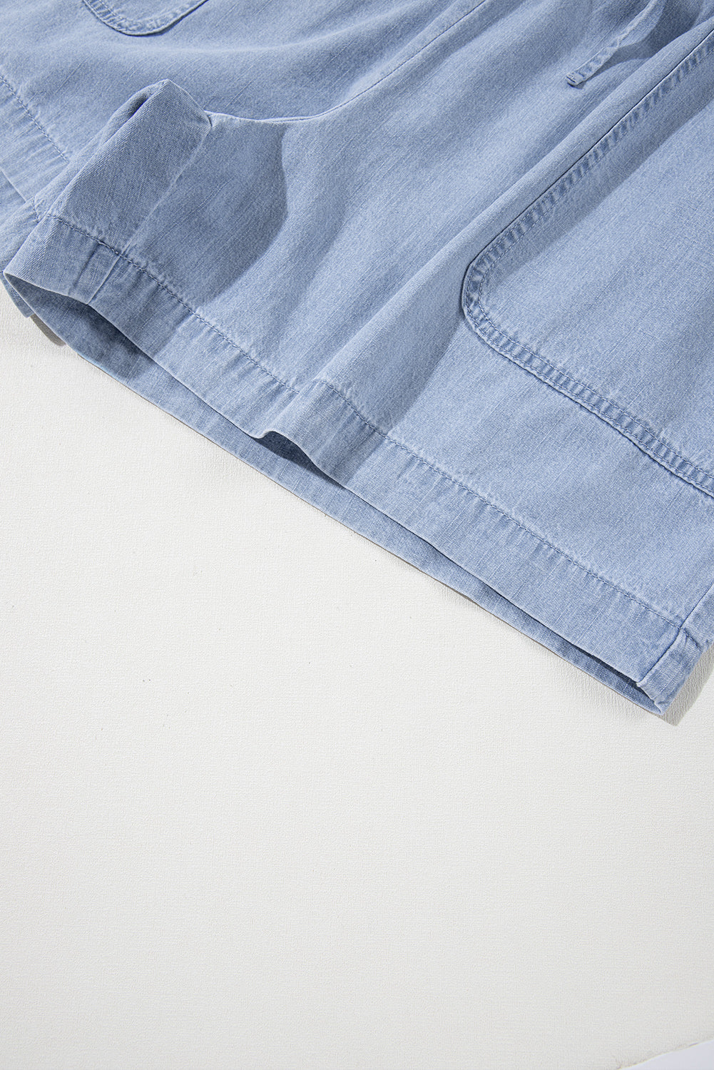 Beau Blue Pocketed Drawstring Plus Size Denim Shorts