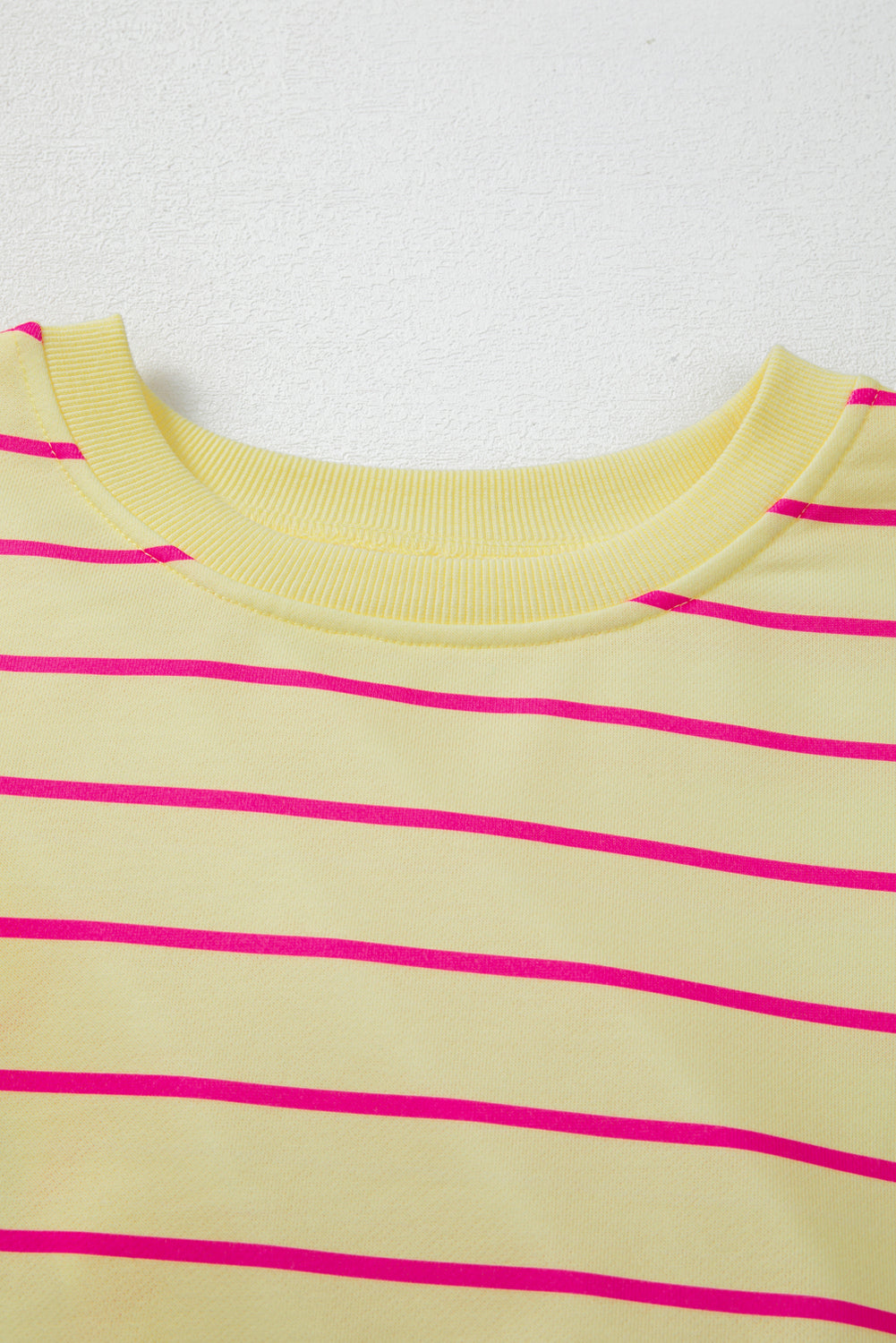 Blue Striped Overlap Detail Drop Shoulder Pullover Sweatshirt