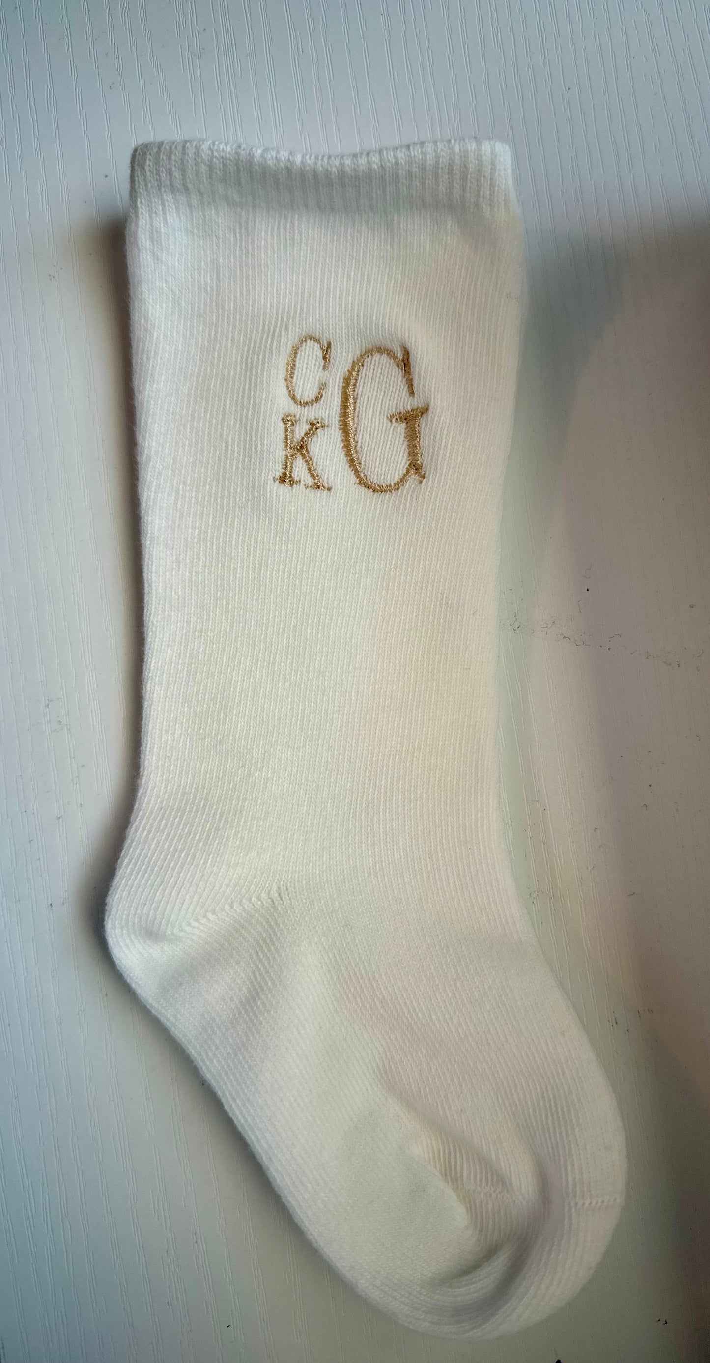 Monogrammed Knee High Ribbed Cotton Socks