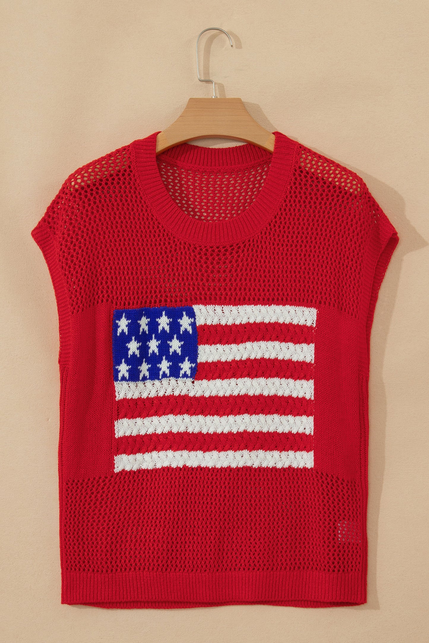 White Flag Graphic Short Sleeve Sweater Top