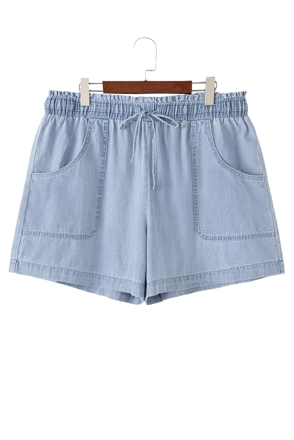 Beau Blue Pocketed Drawstring Plus Size Denim Shorts