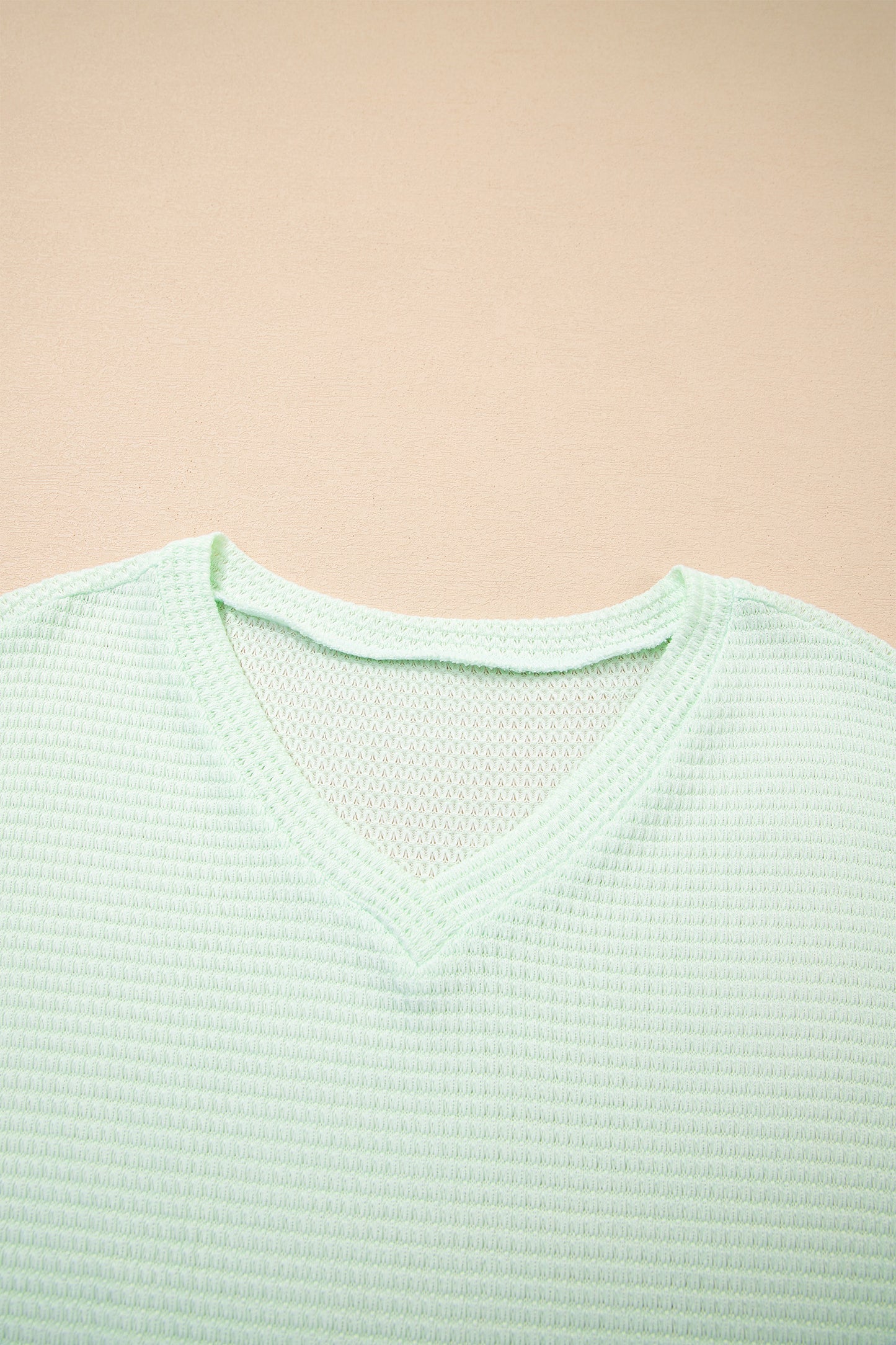 Strawberry Pink Waffle V Neck Short Sleeve Knit Top