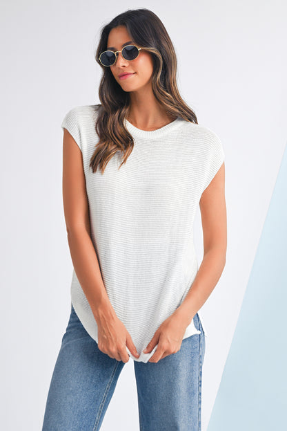 Jet Stream Solid Color Side Slits Sweater Tee