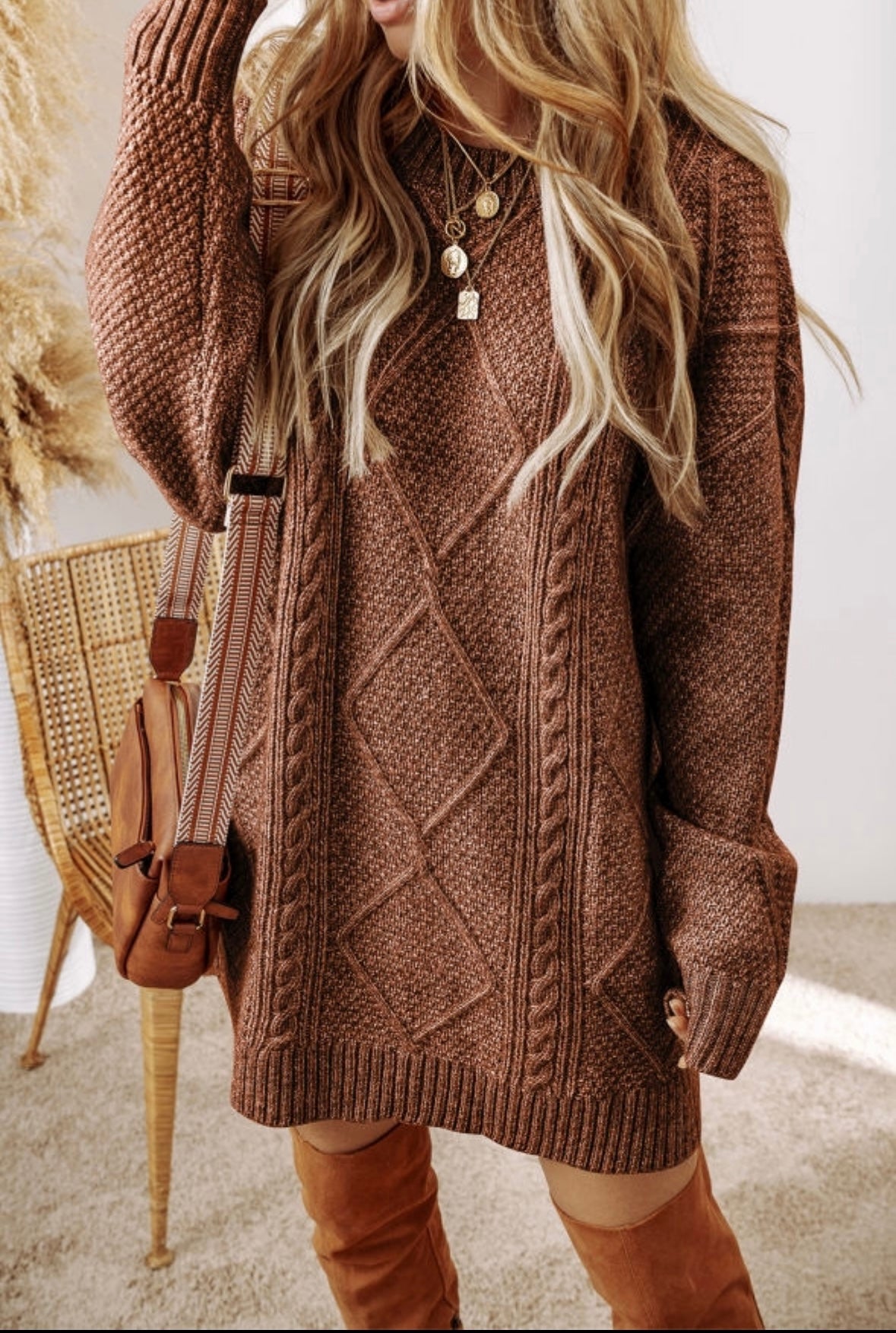 Cable Knit Sweater Dress