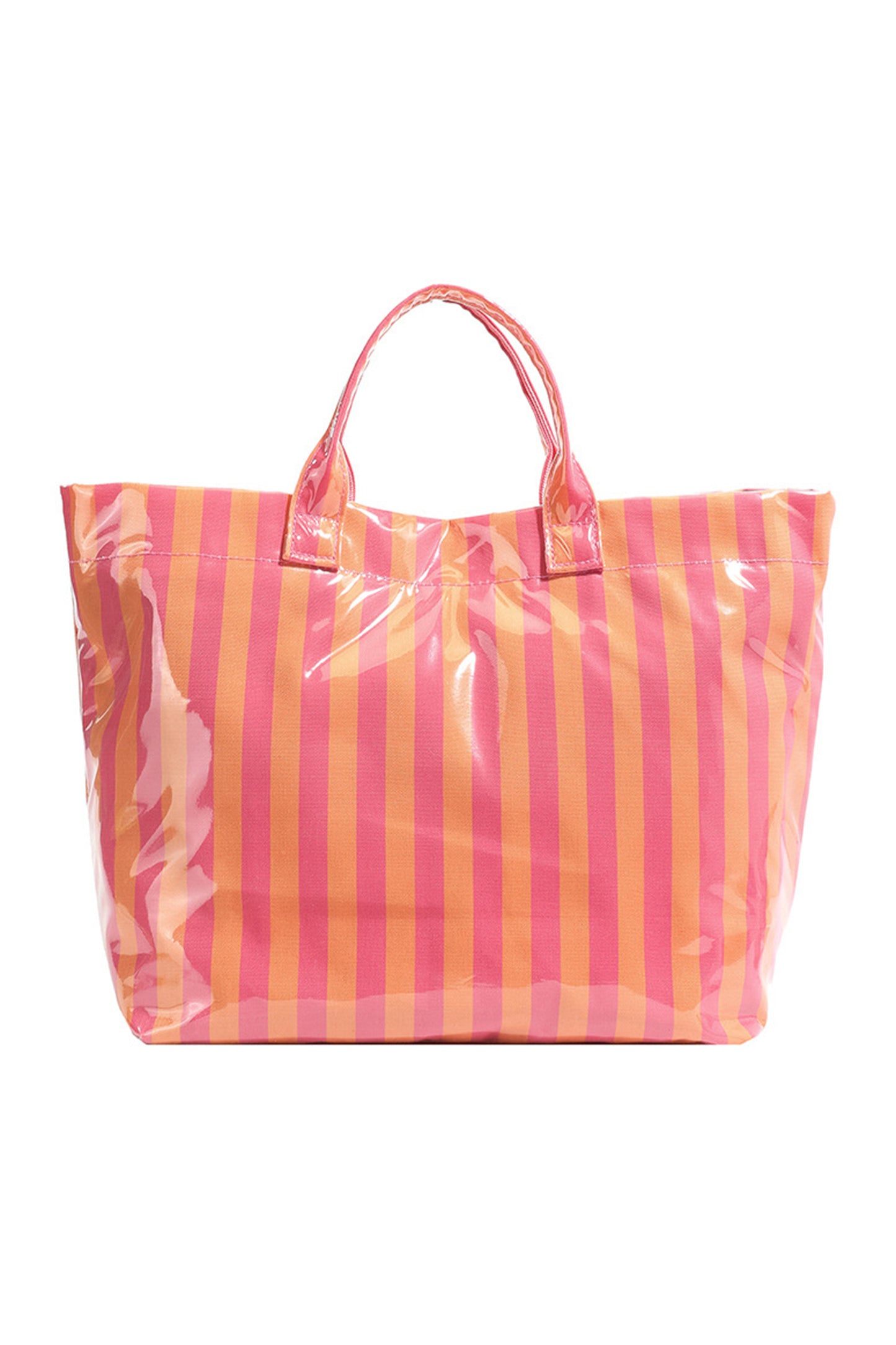 Rainbow Glossy Striped Vinyl Large Tote Bag