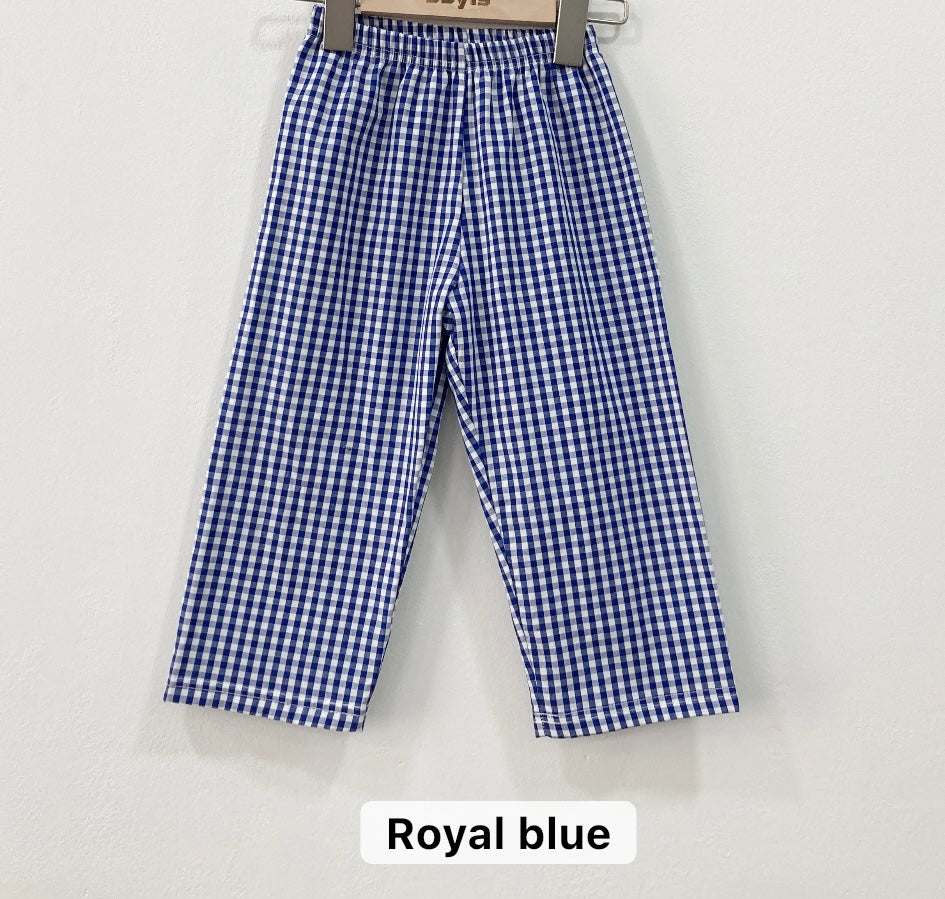 Gingham Knit Cotton Pants