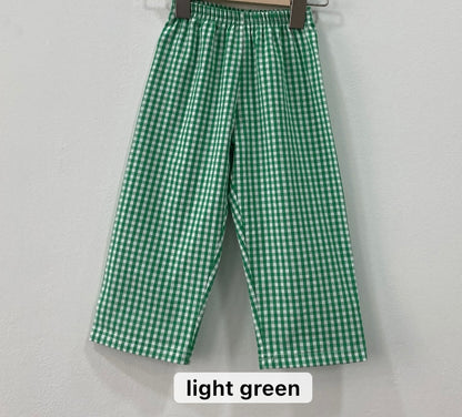 Gingham Knit Cotton Pants