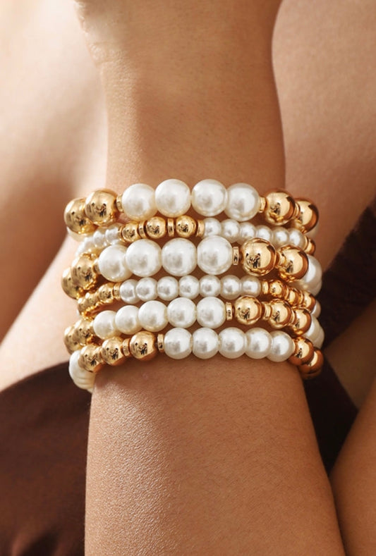 Pearl Bead Bracelet Set