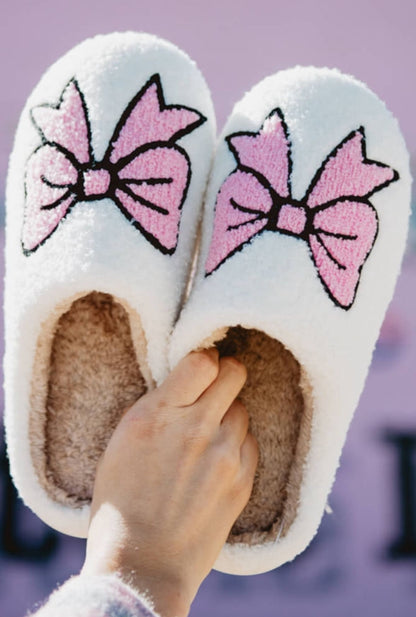 Coquette Bow Printed Slippers