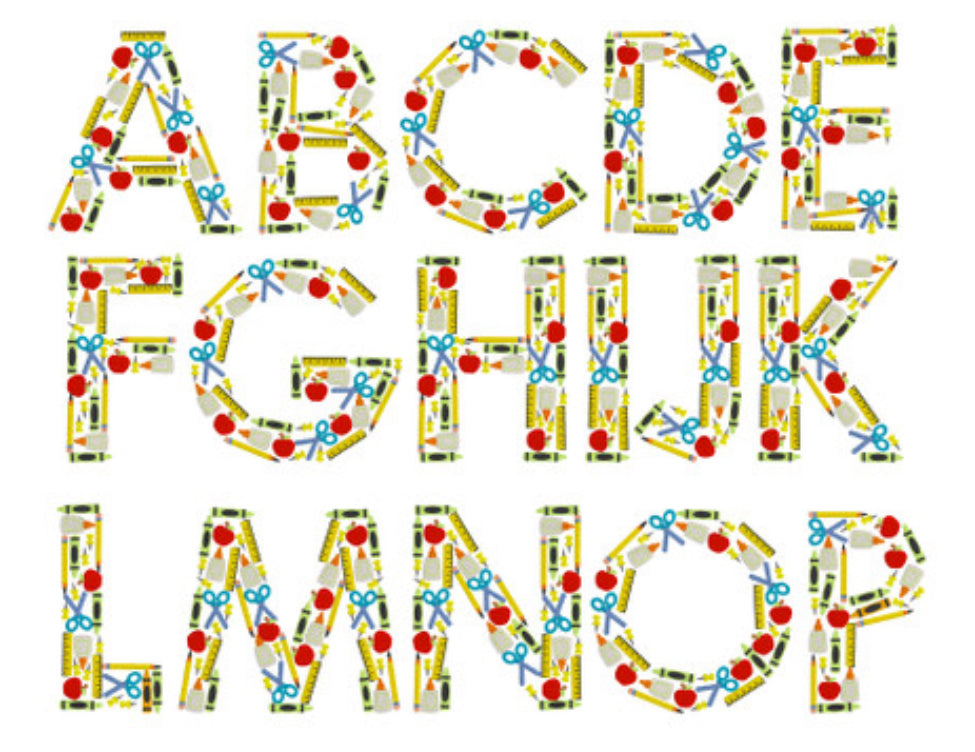 Back to School Embroidered Letter Tee