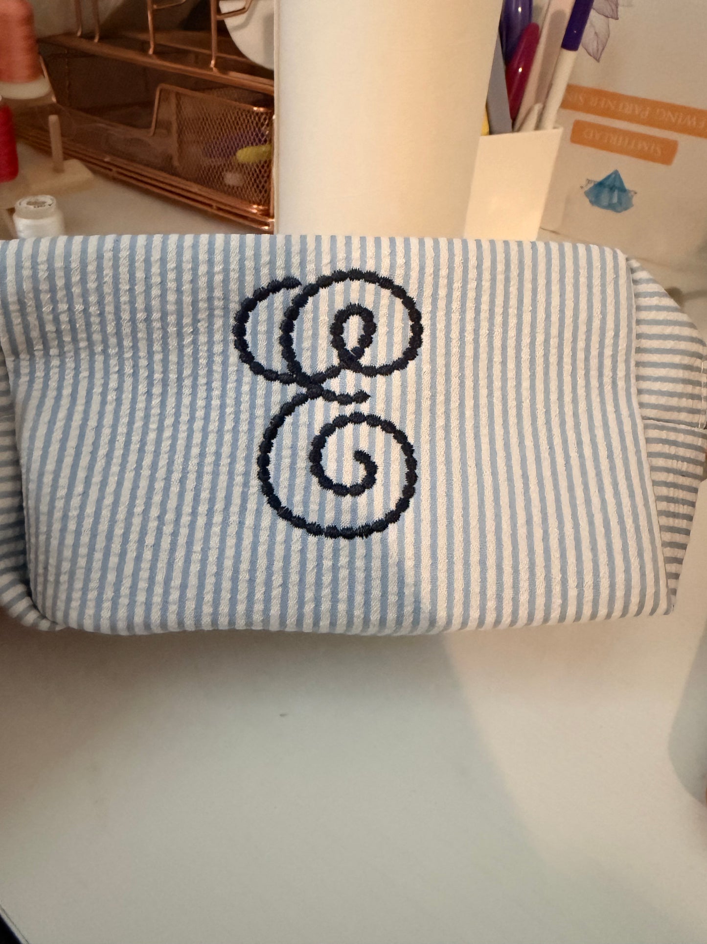 Personalized Seersucker Travel Bag