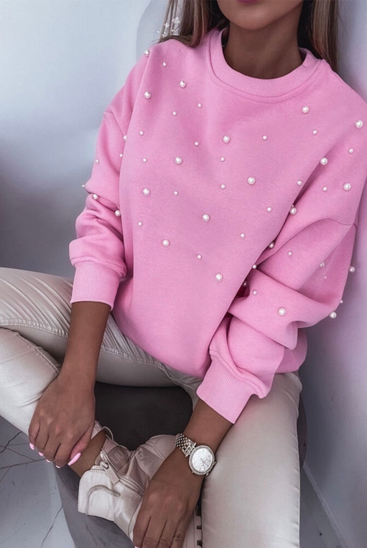 Pearl Embellished Sweatshirt