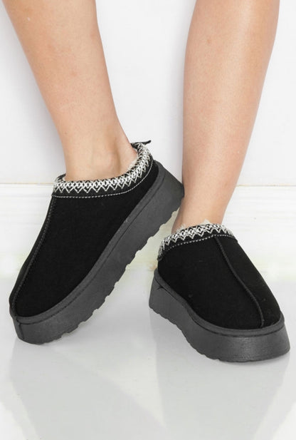 Suede Platform Lined Slippers