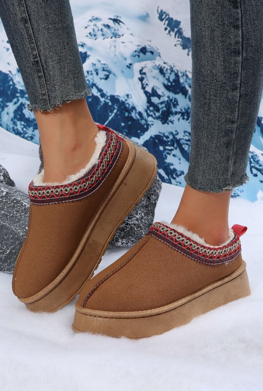 Suede Platform Lined Slippers