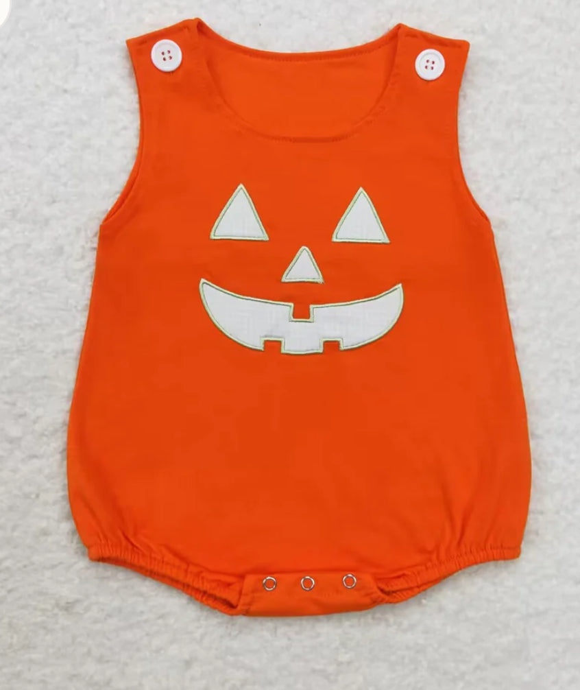 Appliquéd Jack-o-lantern Bubble Rompers-3 Colors