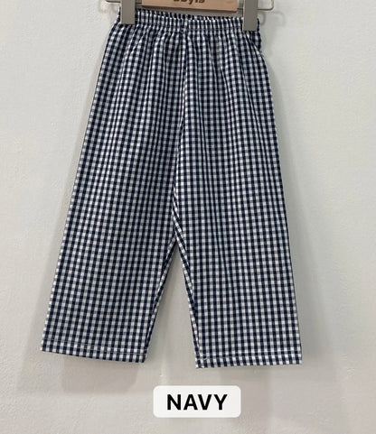 Gingham Knit Cotton Pants