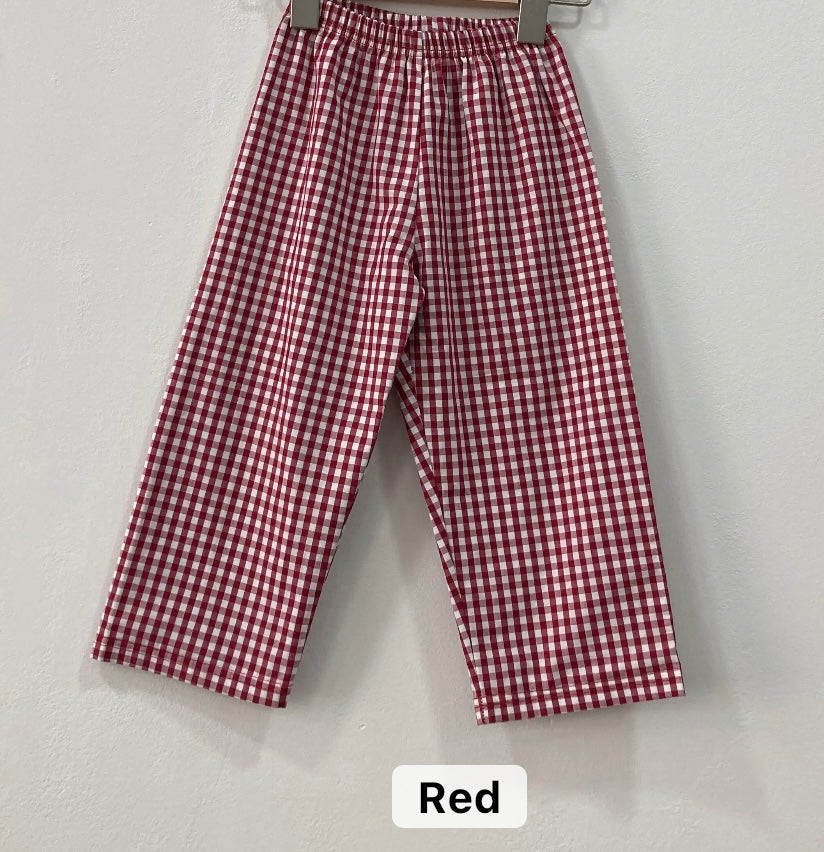 Gingham Knit Cotton Pants