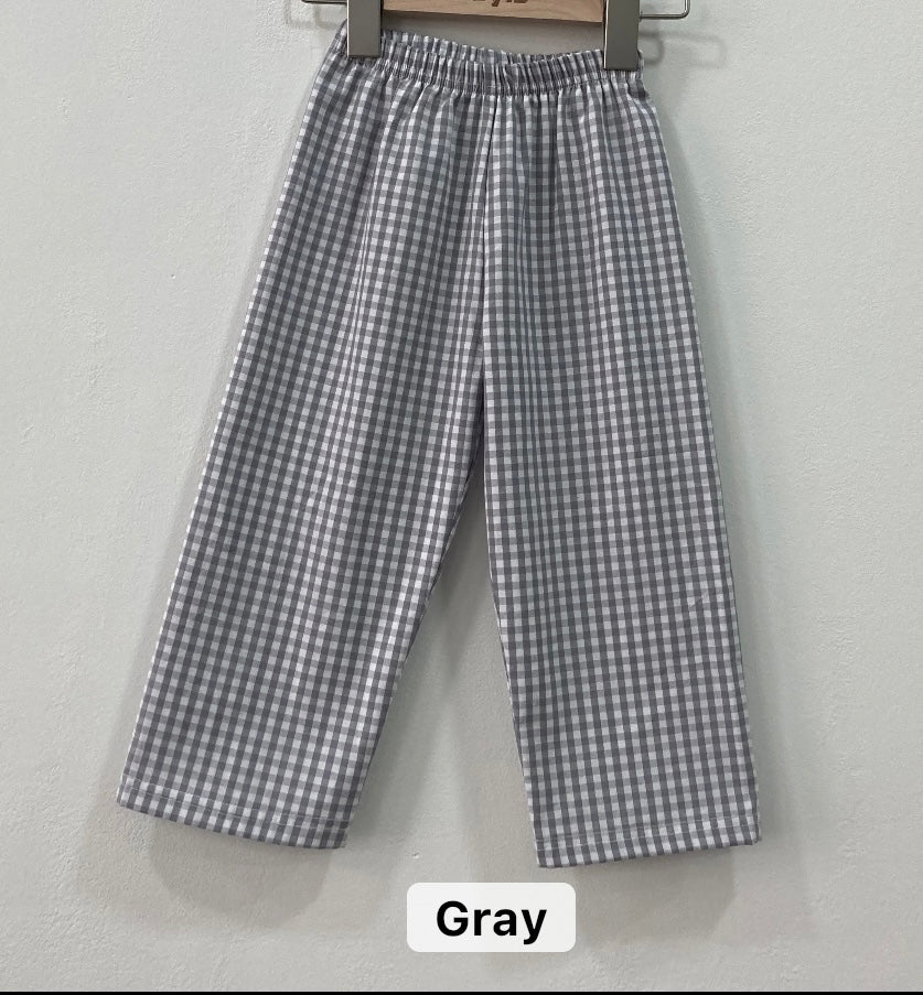 Gingham Knit Cotton Pants