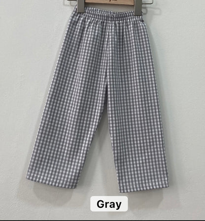 Gingham Knit Cotton Pants