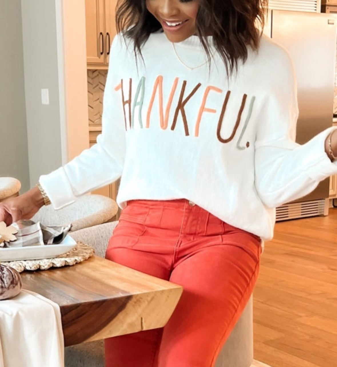 Thankful Embroidered Sweater