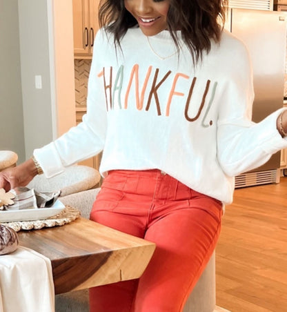 Thankful Embroidered Sweater