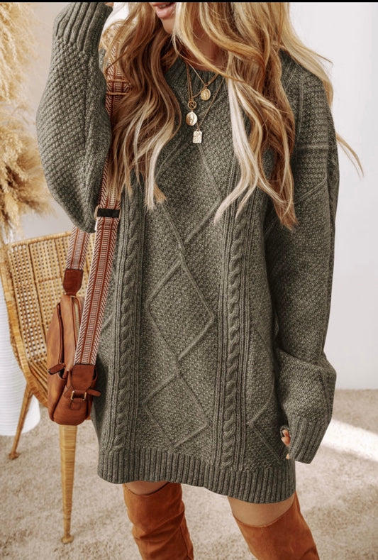 Cable Knit Sweater Dress