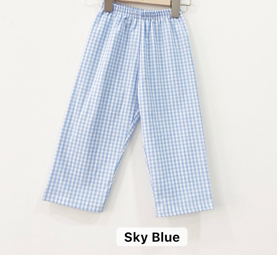 Gingham Knit Cotton Pants