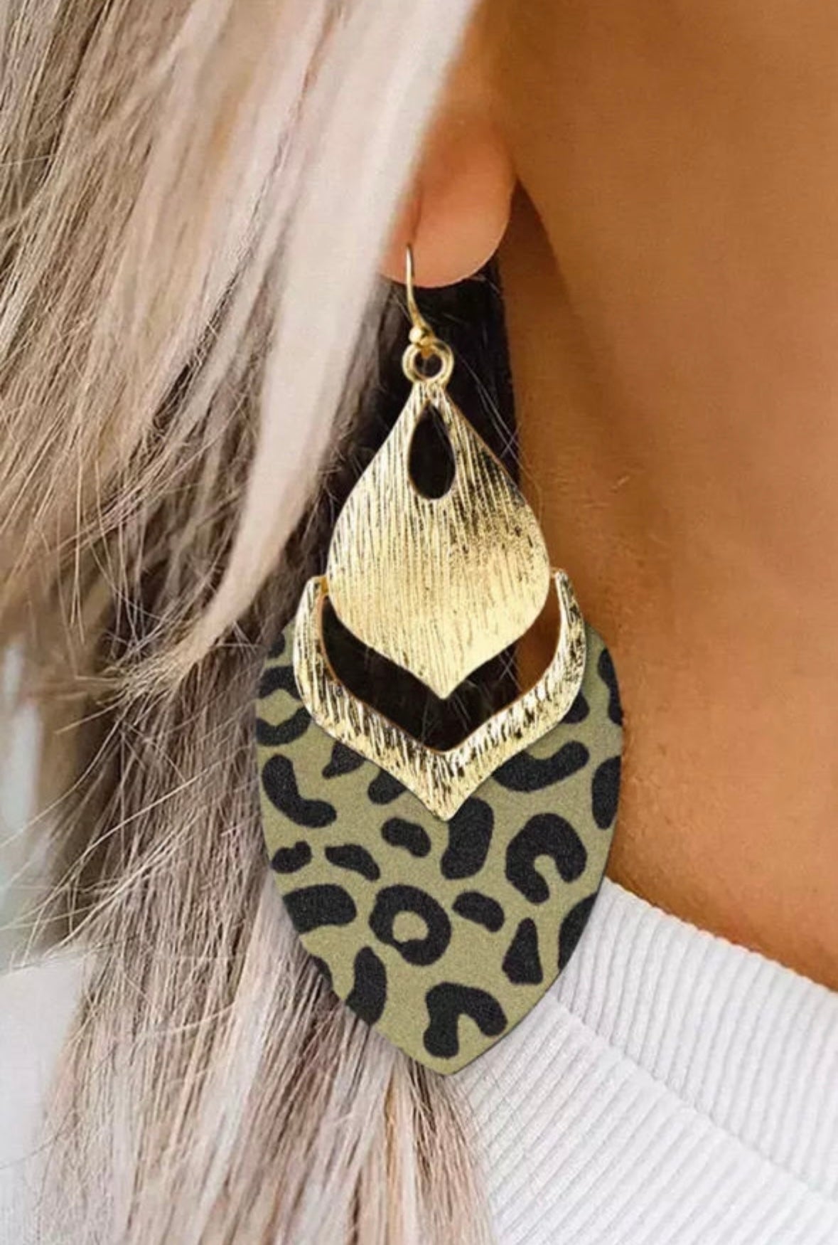 Leopard Leaf Drop Earrings